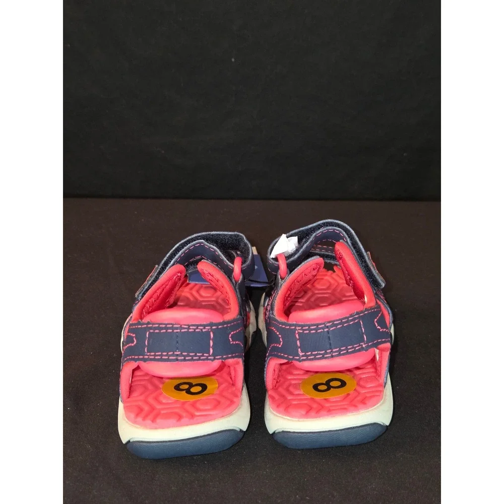 Timberland Toddler Girl's Sandals Size 8 Pink Navy Hook & Loop‎ Shoes New